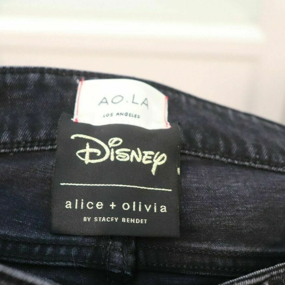 Alice + Olivia Scott Jeans Embroidered Mickey 28 - Picture 4 of 5